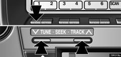 (c) Selecting a station Tune in the desired station using one of the following methods. 20R019a 20R020b Preset tuning: Push the button ( 1 6 ) for the station you want briefly.