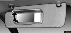 VANITY MIRRORS Sun visors 14R001a 14R097 To use the vanity mirror, swing the sun visor down and open the cover.