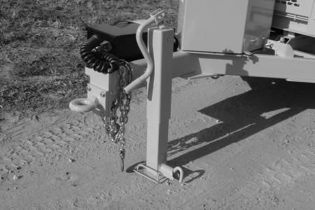 Do not depend on this jack stand to support the machine for stand-alone operation by itself. The tires must be blocked using wheel chocks.