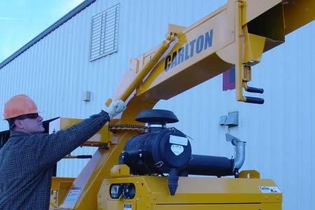18 DRUM MACHINE OPERATION Carlton Chippers are equipped with a height adjustable discharge chute. This allows the discharge chute to be adjusted for different truck heights and discharge angles.