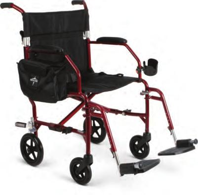 Freedom 2 300 lb 136 kg weight capacity > MDS808200F2R WheelChaiRs Transport Burgundy Pink Blue Metalic Silver Features Back folds down for easy storage and transport Back side features bottle