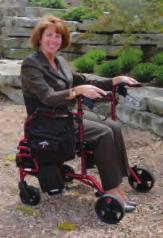 The Excel Translator allows rollator users to sit down and ride in a transport chair when their legs get tired.