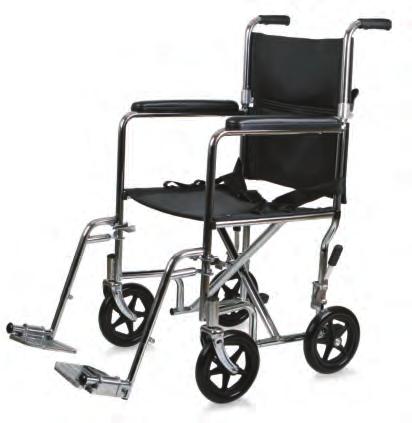 Steel wheelchairs Transport 300 lb 136 kg weight capacity > MDS808200 Features Back folds down for easy storage and transport Carbon steel frame with chip-resistant chrome plating Comfortable nylon
