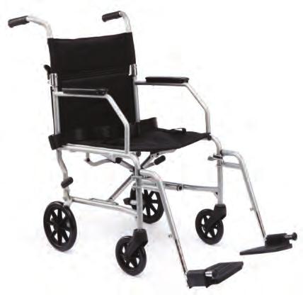 Basic Steel WheelChaiRs Transport 300 lb 136 kg weight capacity > MDS808200E Features Back folds down for easy storage and transport Carbon steel frame with silver powder coat Comfortable nylon