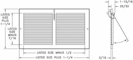 Sidewall Registers & Grilles A650 Return Air Grille Aluminum construction 1/3" spaced fins set at 20 degrees Exceptional free area 5/16" Margin Turnback 651Register 1/3" spaced fins set at