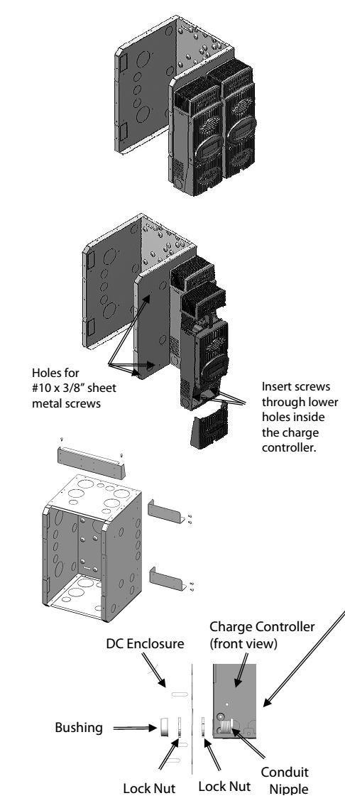 Outback Flexmax: Application Mounting directly to a FLEXware DC enclosure: 1. Remove the fan cover and bottom cover from the FLEXmax. 2.