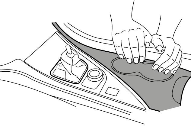 INSTALLATION PROCEDURE: Fig. 55 52) ECU Placement a) Peel Release liners off ECU tape. Position ECU on left of center console as shown in Fig. 55. b) Press tape sections together and hold for 20 seconds with 15 Lbs pressure.
