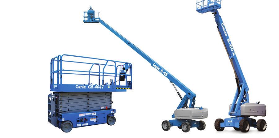 Straight Boom Manlifts PLATFORM HEIGHT WORKING HEIGHT HORIZONTAL OUTREACH PLATFORM CAPACITY BASKET SIZE WEIGHT 46' 52' 40'6" 500 lb 36" x 96" 15,850 lb 60'5" 66' 50'5" 500 lb 36" x 96" 23,900 lb
