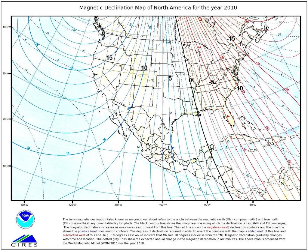 Figure 2 Magnetic Declination Map for the U.S. 3.