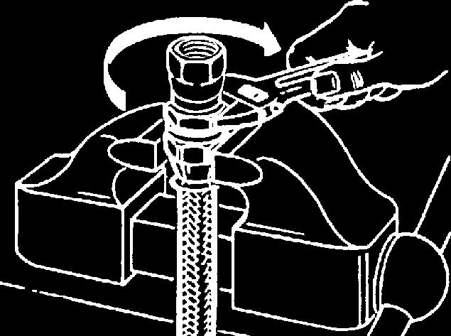 As shown in Figure A, below, push the socket forward on the hose and thread onto the nipple. 7.
