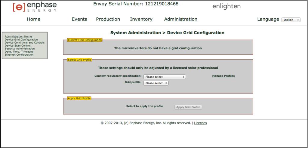 3. From the Administration menu, select Device Grid Configuration.
