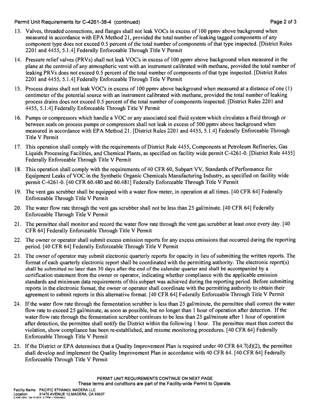 Permit Unit Requirements for C-4261-38-4 (continued) Page 2 of 3 13.