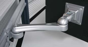 Finish / Type D-G - Swivel arm: die-cast aluminium - Adapter plates: sheet steel - Gas spring arm covers: plastic - Metal
