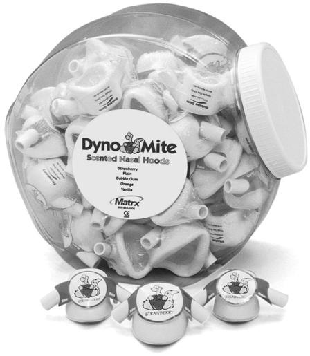 DynoMite Single-use Nasal Hoods (24 in a decorative canister, right) Matrx Part No.