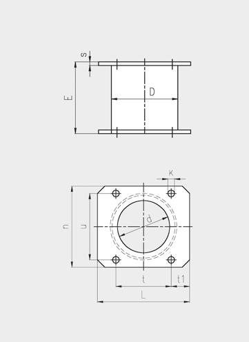 length 200 mm, Shape 2: material S235JR, hot-dip galvanized) Shape 0 are 2 plates of thickness E with cross-section L x n0; With shape 1 the s n1 and u1 apply for the base plate Size D d m k t s