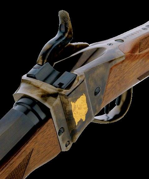 Uberti s 874 Extra Deluxe and Deluxe Sharps feature barrels with a dovetailed front globe sight to be used in conjunction with a rear tang-mounted