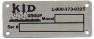 Identification Data The identification plate includes the model and serial number for your machine.