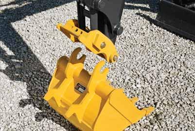 Numerous sizes and styles of bucket teeth and auger and breaker bits enhance versatility