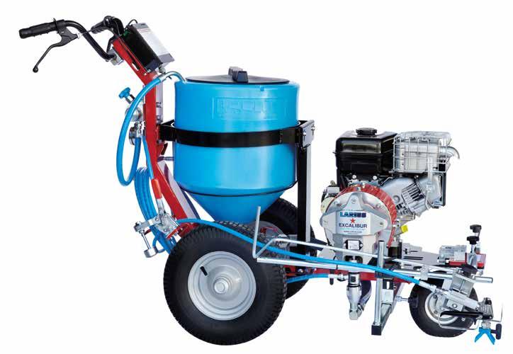 Use wateror solvent-based non-reflective airless paint. 50-litre tank Equipped with an anti-splash cover.