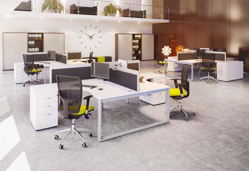 GIANT CLOCK OFFICE Desking: 2 Person Crescent Workstation 3200 x 1600mm & Desk High