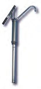 Model 1240 Model 1240 Lever action barrel pump. Steel pump body, spout and telescopic suction tube. Die cast head, steel piston, brass rings nitrile rubber seals. Bung threads fits 15-55 gallon drums.