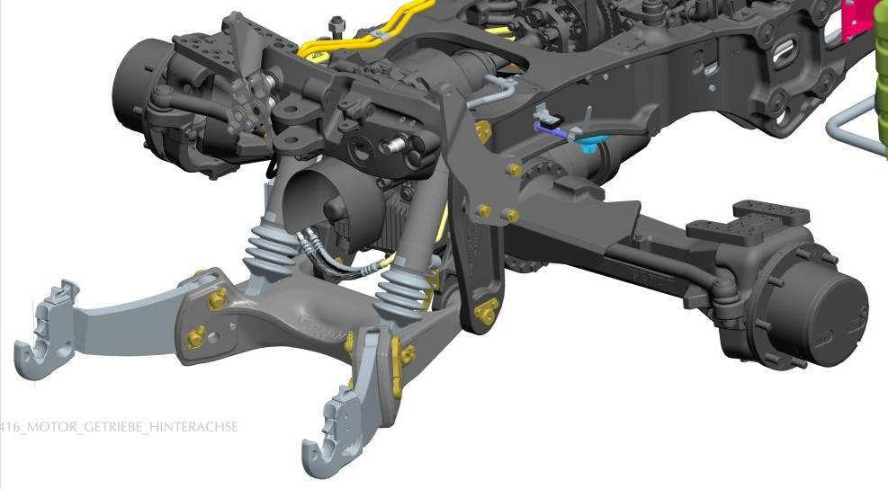 Front axle 1/7 Concept 512-516 Vario SCR, Type: Fendt 740/154 (Flange width 1860 / bolt circle ø 275) Axle with central drive, suspension and pivot Up to 52 steering angle, 8 oscillation and 5 castor