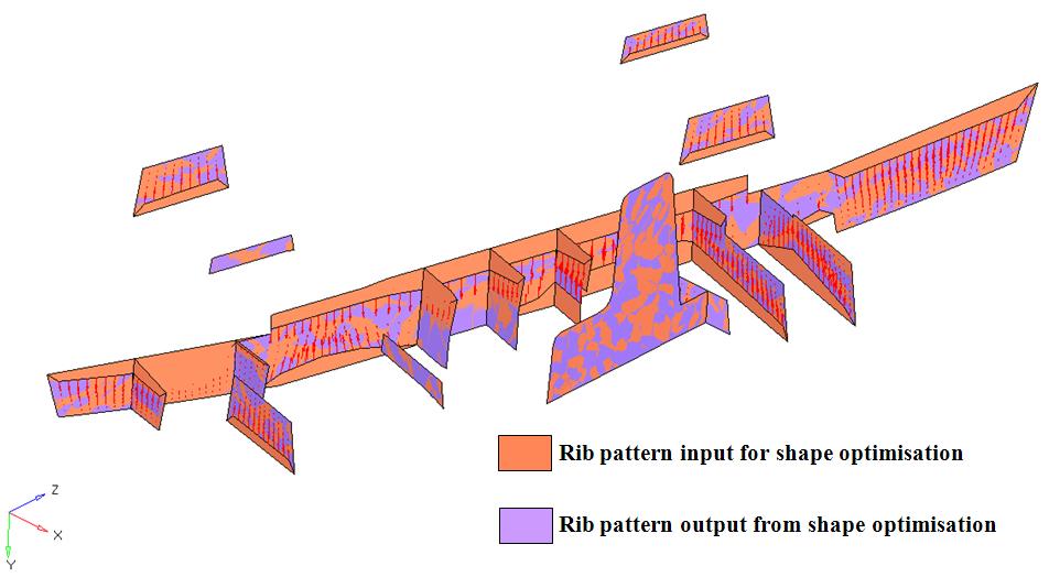 4.3 Shape Optimisation Topology optimisation provided geometry layout for the plastic door module plate and location for reinforcements on the plastic door module plate to achieve the performance