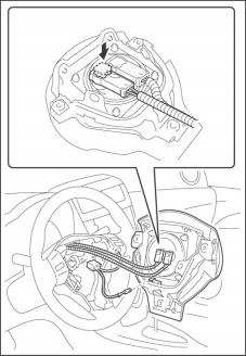 11. Install Steering Pad Assembly. Push in until it locks (a) Mount the connectors for airbag on the back of steering pad assembly, fasten the lock and fix in position. (Fig.