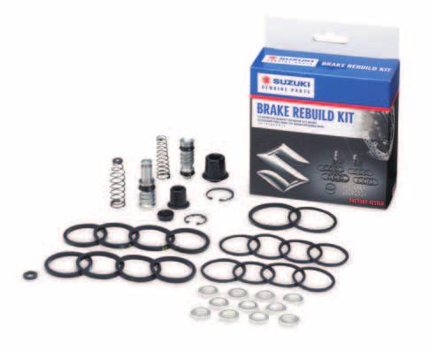 BRAKE REBUILD KITS The Suzuki Genuine Brake Rebuild Kits are packaged with all necessary OEM parts to rebuild your brakes.