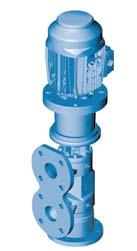 The pump with PN16 DIN flanges at the top for horizontal installation.