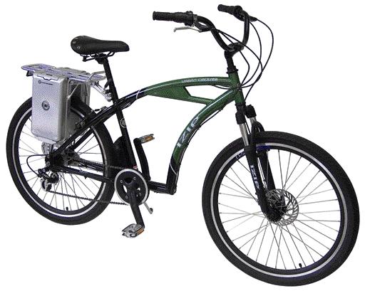 Urban Cruiser Clean electric hybrid with human pedal assistance. Retro appearance and cruiser feel Rack mounted SLA battery for easy swapping.
