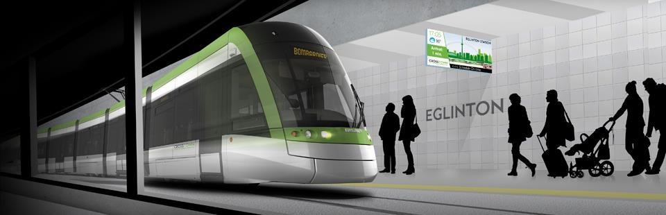 Rapid Transit - Eglinton Crosstown LRT 19 km long: 10 km underground and remainder running on surface in dedicated lanes Valued at $5.