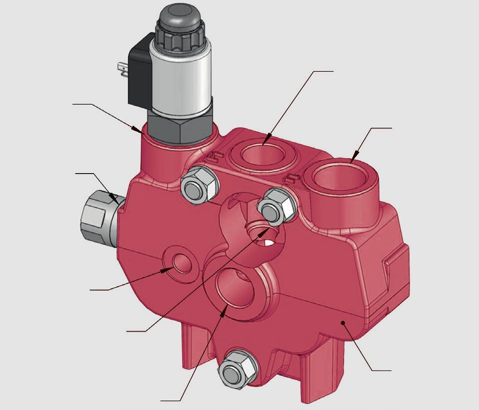 The cavity () can be used to separate the parallel gallery from the center gallery to accomplish systems with parallel connection downstream of another valve or to control a variable pump.