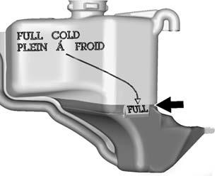 10-16 Vehicle Care 5. Fill the coolant recovery tank to the FULL COLD mark or to the FULL COLD ISO symbol mark. 6.