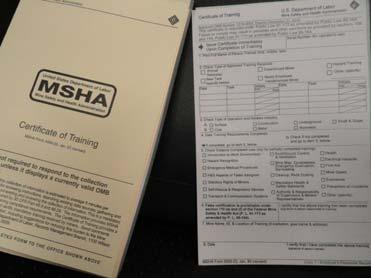This is a picture of MSHA form 5000-23 that must be used to document training for part 48 locations. This would include all coal mines, iron mines, and mines that are not covered under part 46.