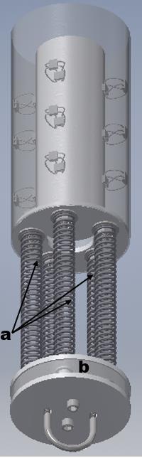 Figure 24 - Springs Attached to the Main Payload and Bulkhead Attachment Then entire system consisting of Cylinder 1, Cylinder 2, 12 wire rope isolators, and 5 base springs, oscillates within the