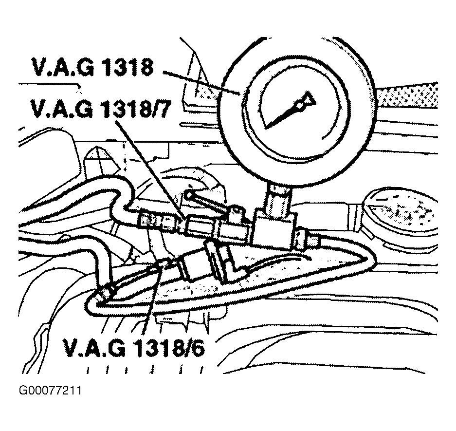 With Engine Idling (2) Residual Pressure (3) (1) With fuel pressure regulator vacuum hose connected. (2) With fuel pressure regulator vacuum hose disconnected. (3) After 10 minutes. 58 psi (4.