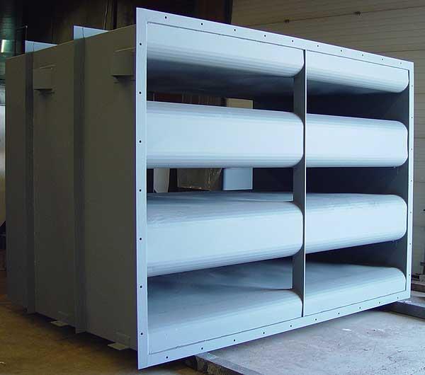 FAN SILENCER The fan silencer is used to reduce the suction and discharge noise of the fan. It is an absorptive type silencer and is very effective for high frequency noise attenuation.