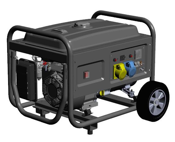 GENERATOR COMPONENTS LOCATION DIAGRAM Handle (certain models only) Fuel gauge Fuel tank 12 V charging outputs 115 V output 230 V output Air