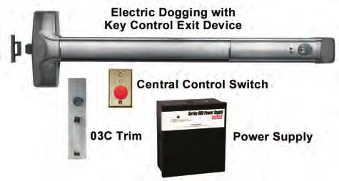 ELECTRIFIED DOGGING FOR CAMPUS LOCKDOWN Advantex Electrified Dogging Device with Key Control for Campus Lockdown (1) Detex 10 Series Rim Exit Devices with Electrified Dogging, brushed stainless steel