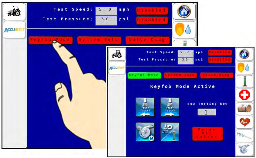 Activate the Key FOB Controls Icon Description Touch the red <Diagnostics> icon.