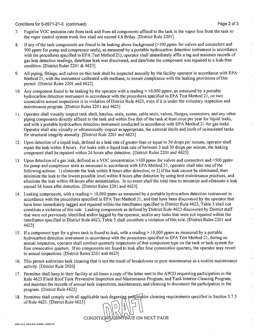 Conditions for S-6971-21-0 (continued) Page 2 of 3 7.