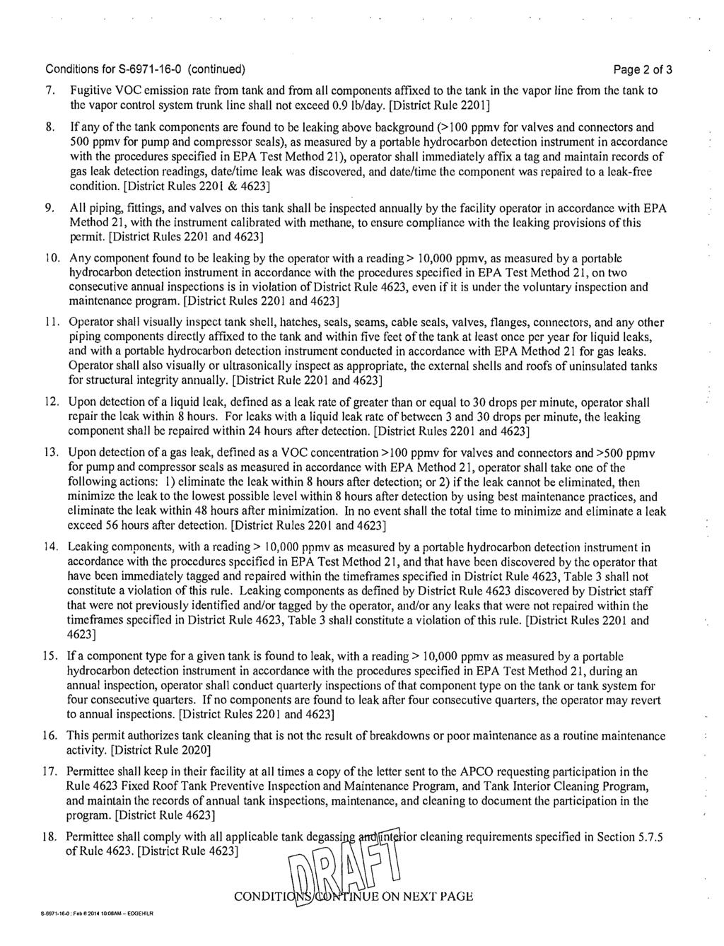 Conditions for S-6971-16-0 (continued) Page 2 of 3 7.