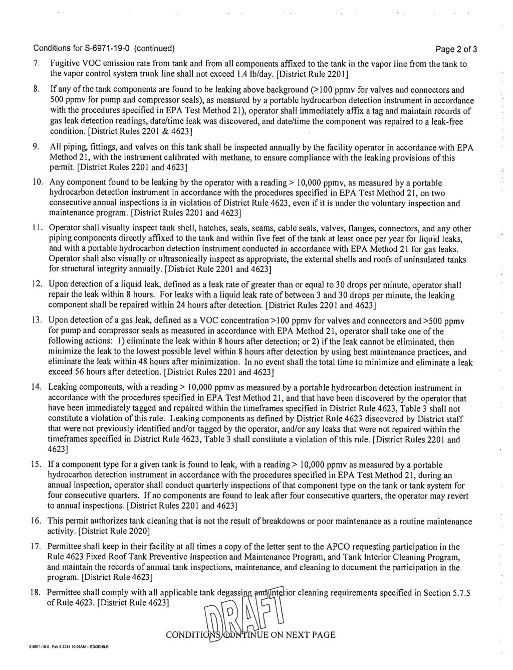 Conditions for S-6971-19-0 (continued) Page 2 of 3 7.