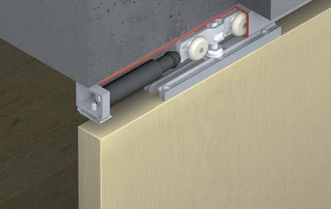 fitting with screwed-on support flange Door weight : 80 kg per door Quiet running action Note Softmaster V2: When the sliding door runs into pocket, just a slight tip in the edge will
