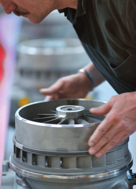 Aluminium compressor wheels are standard For the A100 radial turbocharger ABB developed a cooling technology that allows the continued use of aluminium for the compressor wheels even at such very