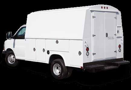 ROYAL Service Vans 11 LOW PROFILE RSV Cutaway Chassis, 80 Cab-to-Axle 11 RSV BODY Easy access to side compartments from inside and outside the bed area. Carry individual tool trays to your work area.