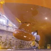 Reduced hull resistance by eliminating long shaft lines and brackets and simplifying and optimizing hull design The pulling propeller works in an optimum environment