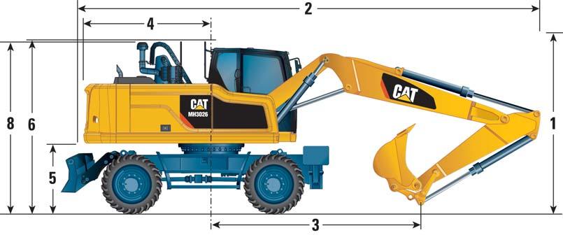 and Dozer Blade Raised 12 Undercarriage Clearance mm 325 *Standard undercarriage with dozer blade and 1 set of outriggers and dual