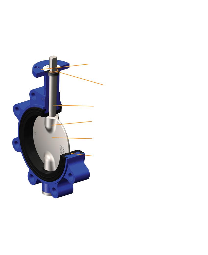 DESIGN DETAILS Pratt SB Series Butterfly Valve, sizes 2 through 12 Top flange conforms to ISO 5211 and KV industrial standard allowing a universal mounting pad for automation requirements which is